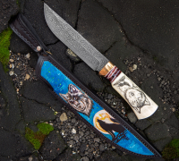 Нож Путник из мозаичной дамасской стали купить на сайте koval-knife.shop